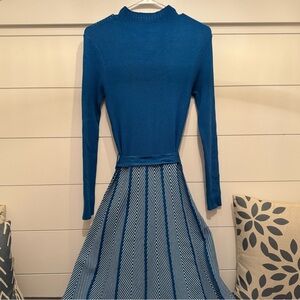 Elegant Blue Knit Dress, Women’s XL